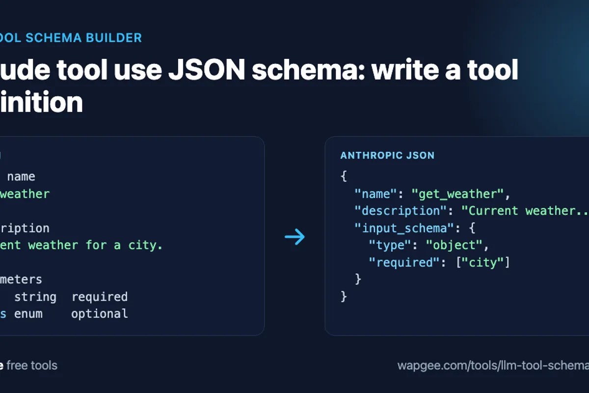 Claude Tool Use JSON Schema: Write a Tool Definition